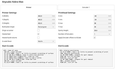 anycubic petg settings